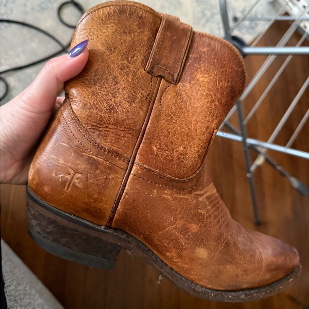 Frye Tan Leather Cowboy Boots - Picture 6 of 12